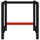Work Bench Frame Metal 80x57x79 cm Black and Red - Front View