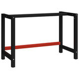 Work Bench Frame Metal 120x57x79 cm Black and Red - Front View