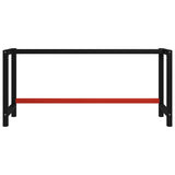 Work Bench Frame Metal 175x57x79 cm Black and Red - Front View