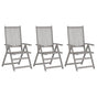 Garden Reclining Chairs 3 pcs Grey Solid Wood Acacia