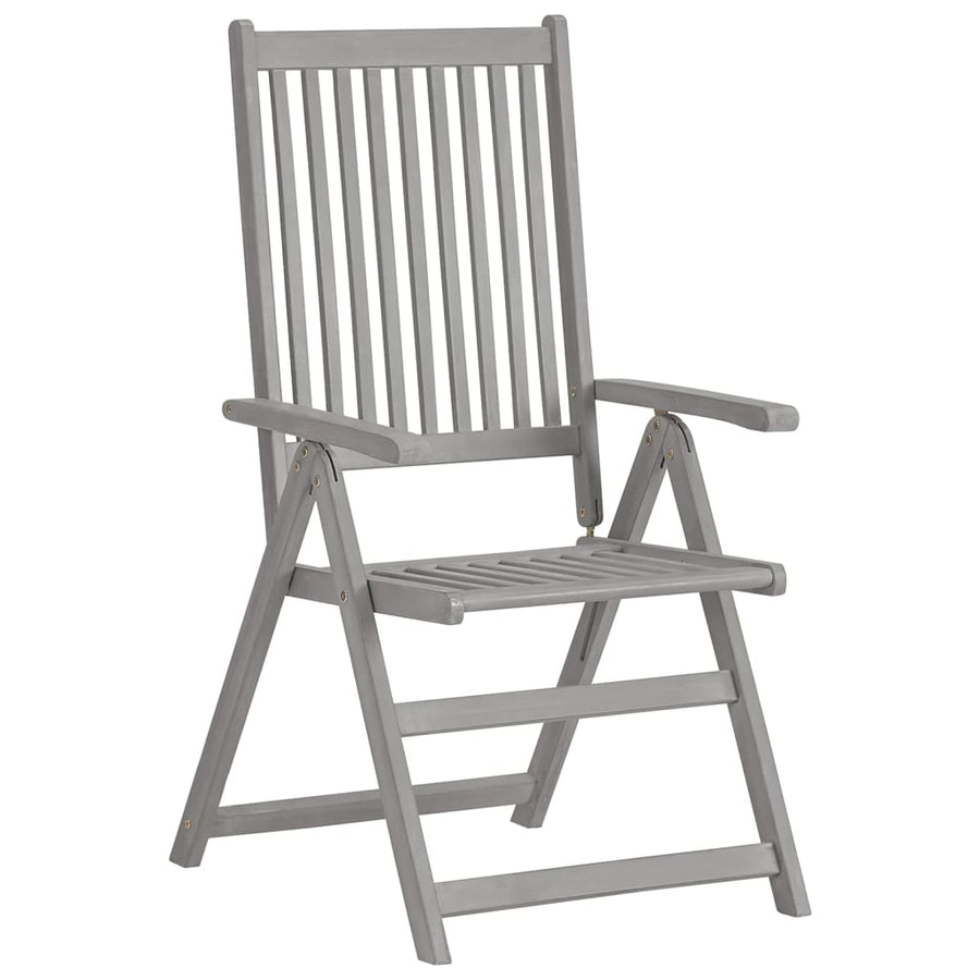 Garden Reclining Chairs 3 pcs Grey Solid Wood Acacia