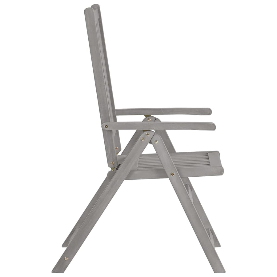 Garden Reclining Chairs 3 pcs Grey Solid Wood Acacia