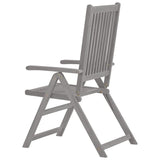 Garden Reclining Chairs 3 pcs Grey Solid Wood Acacia - 45-Degree Angle