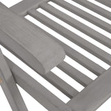 Garden Reclining Chairs 3 pcs Grey Solid Wood Acacia - Close-Up Angle