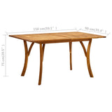 Garden Table 150x90x75 cm Solid Acacia Wood - Close-Up Angle