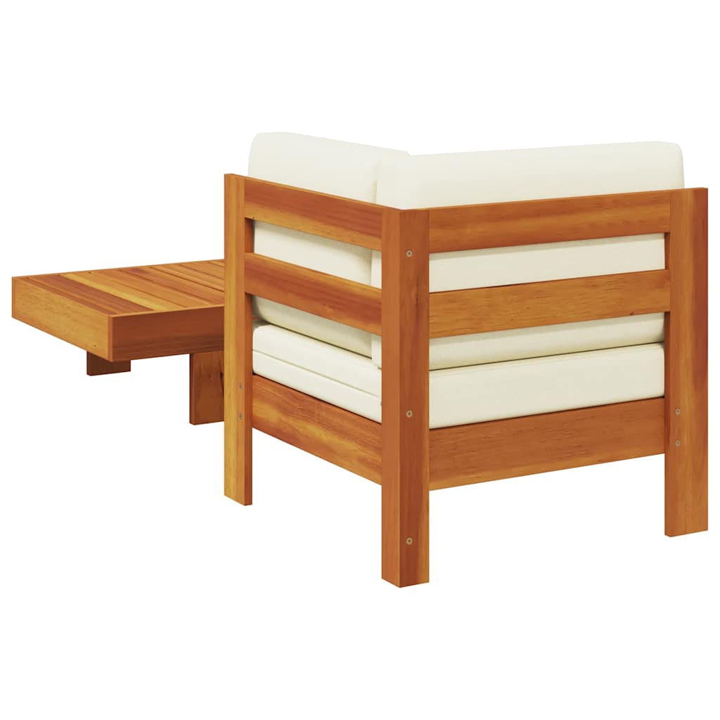 2 Piece Garden Lounge Set with Cream White Cushions Acacia Wood