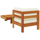 2 Piece Garden Lounge Set with Cream White Cushions Acacia Wood - 45-Degree Angle