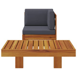 2 Piece Garden Lounge Set with Dark Grey Cushions Acacia Wood - Side View
