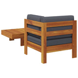 2 Piece Garden Lounge Set with Dark Grey Cushions Acacia Wood - 45-Degree Angle