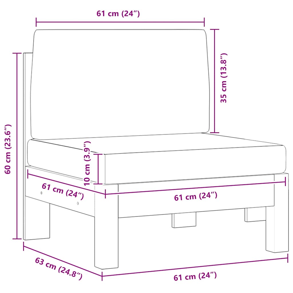 Middle Sofas 2 pcs with Cream White Cushions Solid Acacia Wood