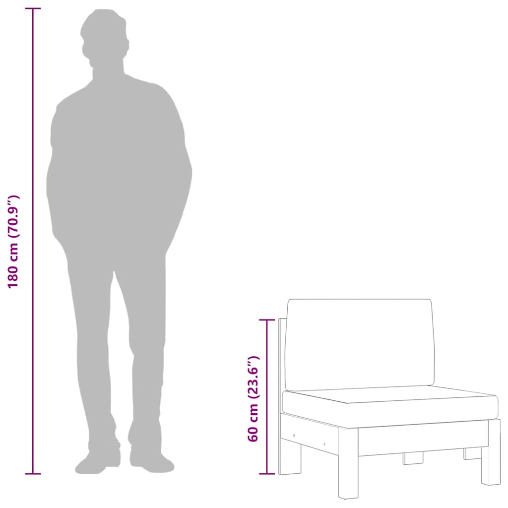 Middle Sofas 2 pcs with Cream White Cushions Solid Acacia Wood