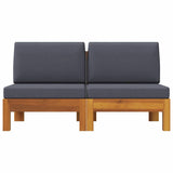Middle Sofas 2 pcs with Dark Grey Cushions Solid Acacia Wood - Side View