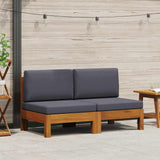 Middle Sofas 2 pcs with Dark Grey Cushions Solid Acacia Wood