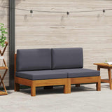 Middle Sofas 2 pcs with Dark Grey Cushions Solid Acacia Wood
