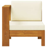 Middle Sofa with 1 Armrest Cream White Solid Acacia Wood - Side View