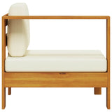 Middle Sofa with 1 Armrest Cream White Solid Acacia Wood