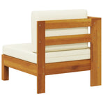 Middle Sofa with 1 Armrest Cream White Solid Acacia Wood