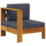 Middle Sofa with 1 Armrest Dark Grey Solid Acacia Wood - Front View