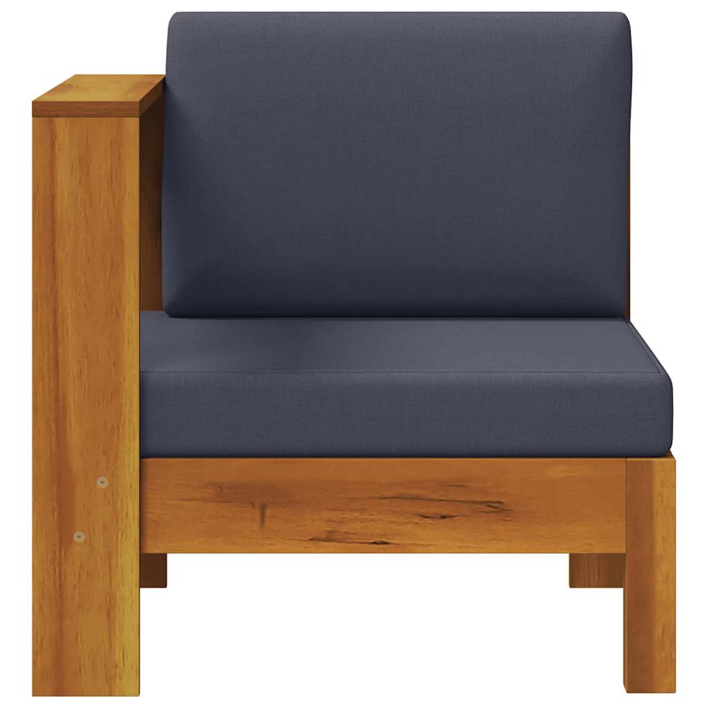 Middle Sofa with 1 Armrest Dark Grey Solid Acacia Wood