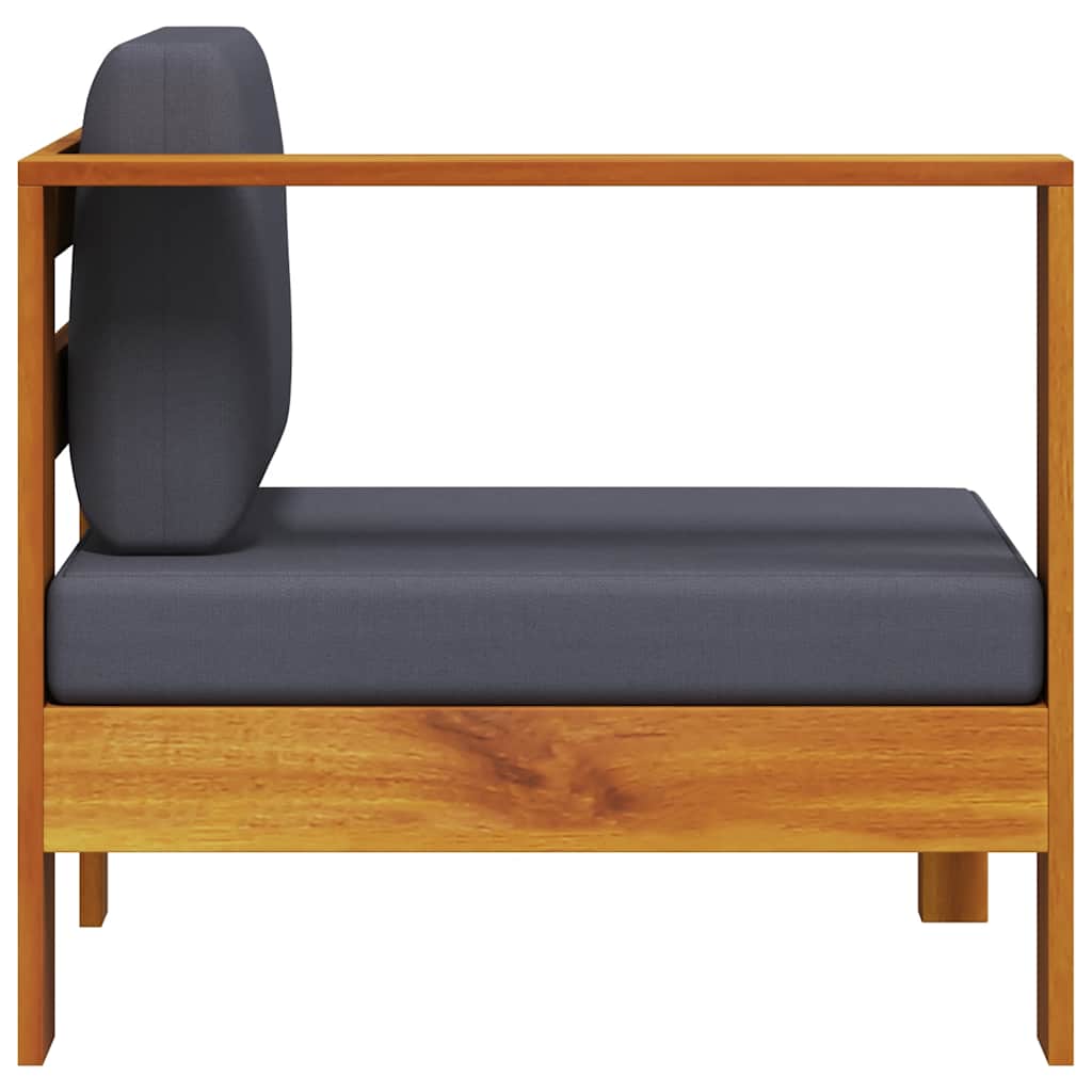Middle Sofa with 1 Armrest Dark Grey Solid Acacia Wood