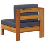 Middle Sofa with 1 Armrest Dark Grey Solid Acacia Wood - 45-Degree Angle