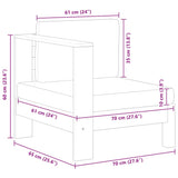 Middle Sofa with 1 Armrest Dark Grey Solid Acacia Wood - Rear View
