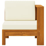 Middle Sofa with 1 Armrest Cream White Solid Acacia Wood - Side View