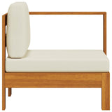 Middle Sofa with 1 Armrest Cream White Solid Acacia Wood - Top-Down View