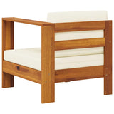 Middle Sofa with 1 Armrest Cream White Solid Acacia Wood - 45-Degree Angle