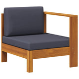 Middle Sofa with 1 Armrest Dark Grey Solid Acacia Wood - Front View