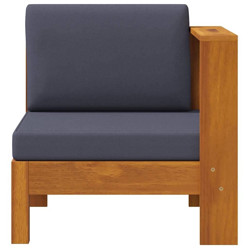 Middle Sofa with 1 Armrest Dark Grey Solid Acacia Wood