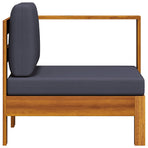 Middle Sofa with 1 Armrest Dark Grey Solid Acacia Wood