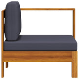 Middle Sofa with 1 Armrest Dark Grey Solid Acacia Wood - Top-Down View