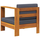 Middle Sofa with 1 Armrest Dark Grey Solid Acacia Wood - 45-Degree Angle