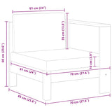 Middle Sofa with 1 Armrest Dark Grey Solid Acacia Wood - Rear View