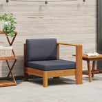 Middle Sofa with 1 Armrest Dark Grey Solid Acacia Wood
