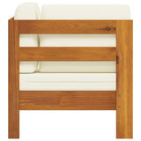 Corner Sofa with Cream White Cushions Solid Acacia Wood