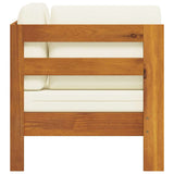 Corner Sofa with Cream White Cushions Solid Acacia Wood - Top-Down View