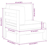 Corner Sofa with Cream White Cushions Solid Acacia Wood - Rear View