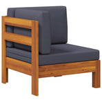 Corner Sofa with Dark Grey Cushions Solid Acacia Wood