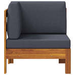 Corner Sofa with Dark Grey Cushions Solid Acacia Wood