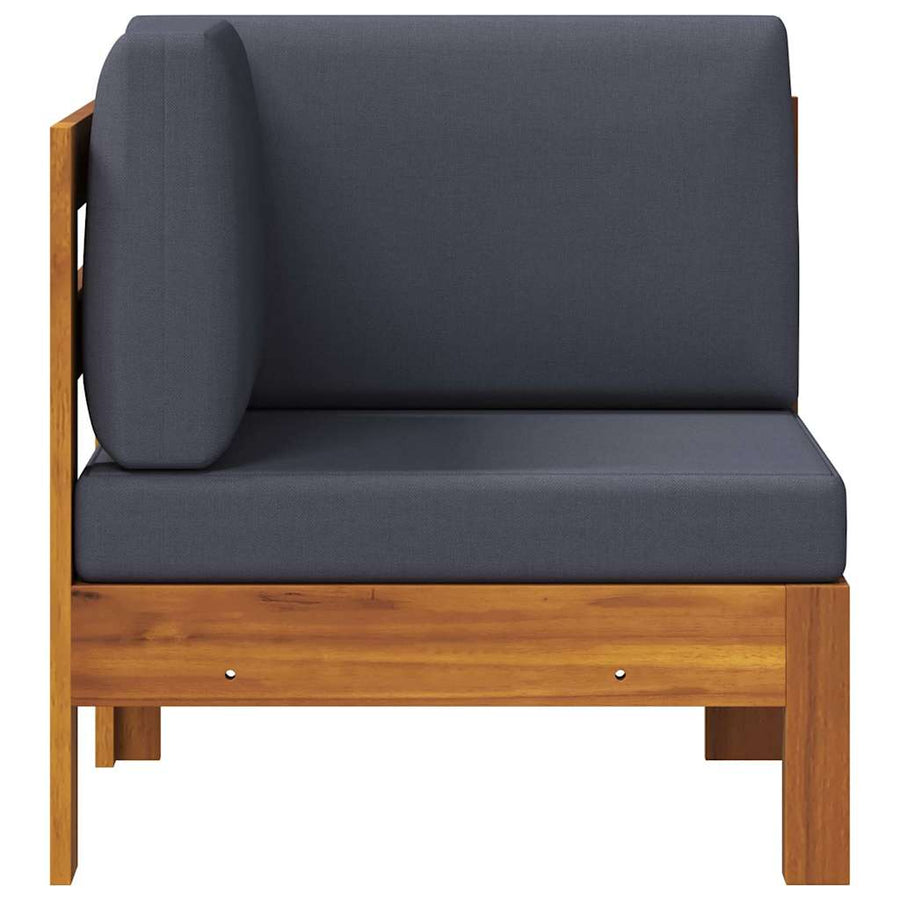Corner Sofa with Dark Grey Cushions Solid Acacia Wood