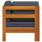 Corner Sofa with Dark Grey Cushions Solid Acacia Wood