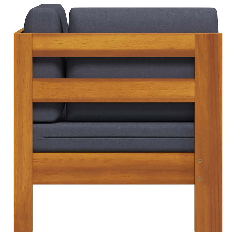 Corner Sofa with Dark Grey Cushions Solid Acacia Wood