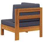 Corner Sofa with Dark Grey Cushions Solid Acacia Wood