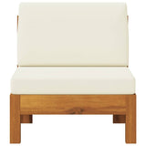 Middle Sofa with Cream White Cushions Solid Acacia Wood