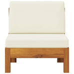 Middle Sofa with Cream White Cushions Solid Acacia Wood