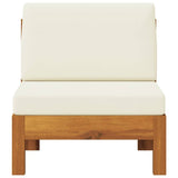 Middle Sofa with Cream White Cushions Solid Acacia Wood - Side View
