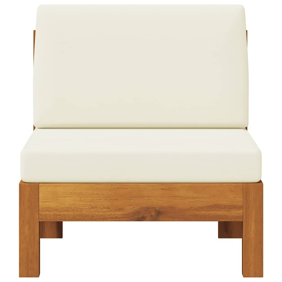 Middle Sofa with Cream White Cushions Solid Acacia Wood