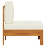 Middle Sofa with Cream White Cushions Solid Acacia Wood - Top-Down View